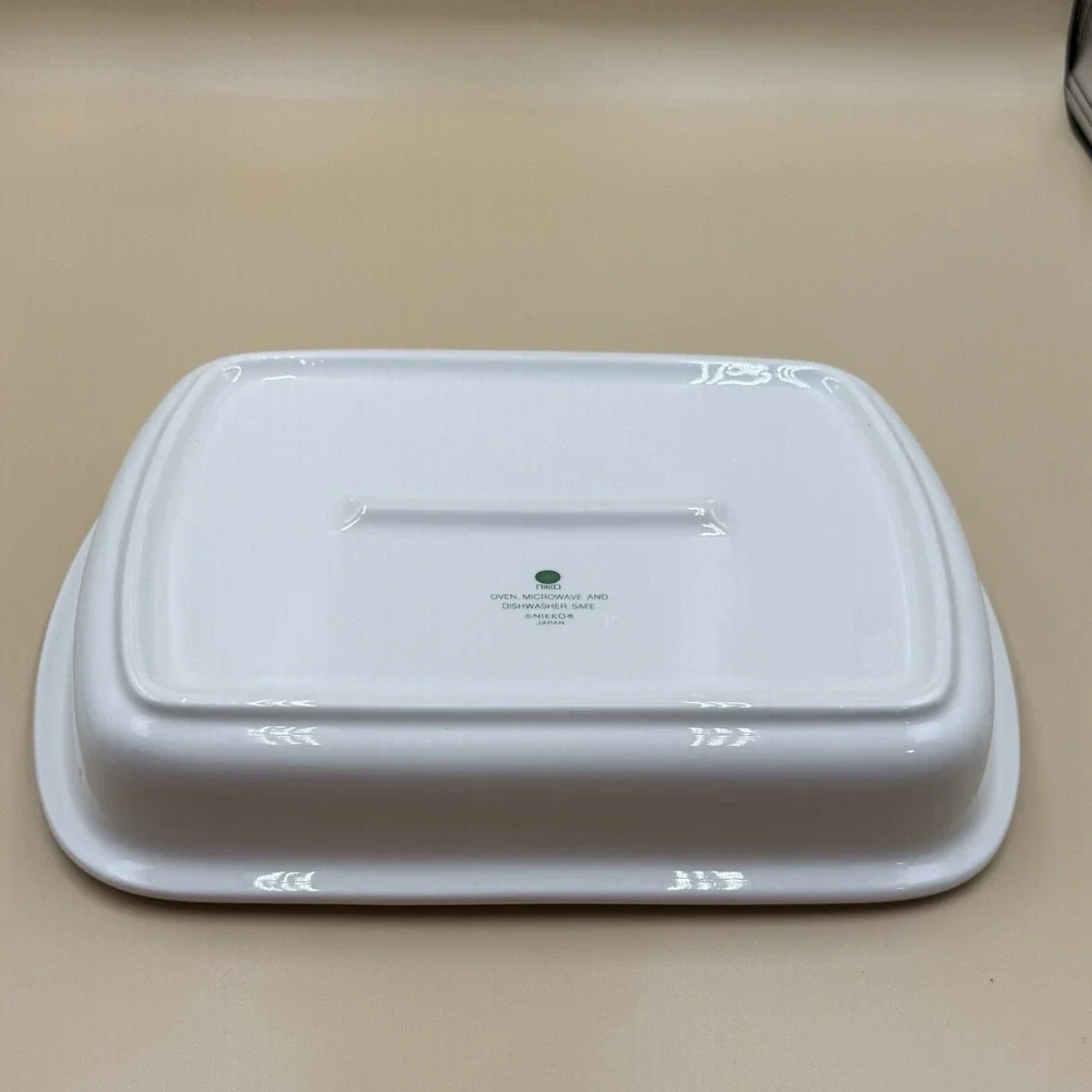 NIKKO Christmas Lasagna Pan Cake Serving Dish Holiday Tree Vintage 12in Japan